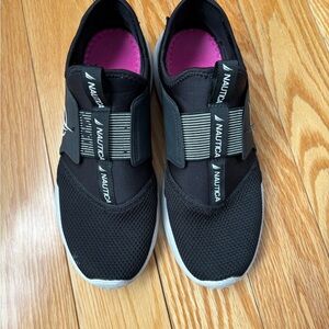 Nautica Women's Black Slip-On Sneakers with Pink Lining